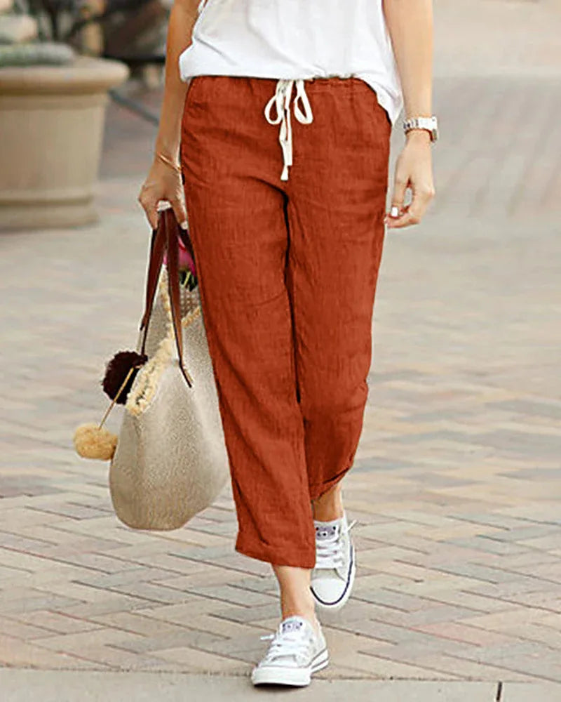 Autumn Cotton Women's Pants Y2K Black Drawstring Elastic Waist Casual Pants Female Loose Fashion Elegant Ladies Bottom - 3KDyn